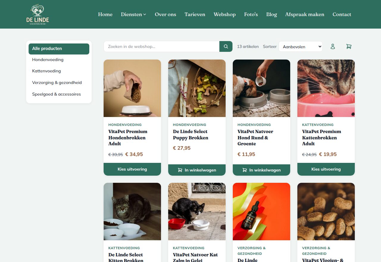 Voorbeeld van een dierenkliniek-website gemaakt met GO!: Dierenkliniek De Linde